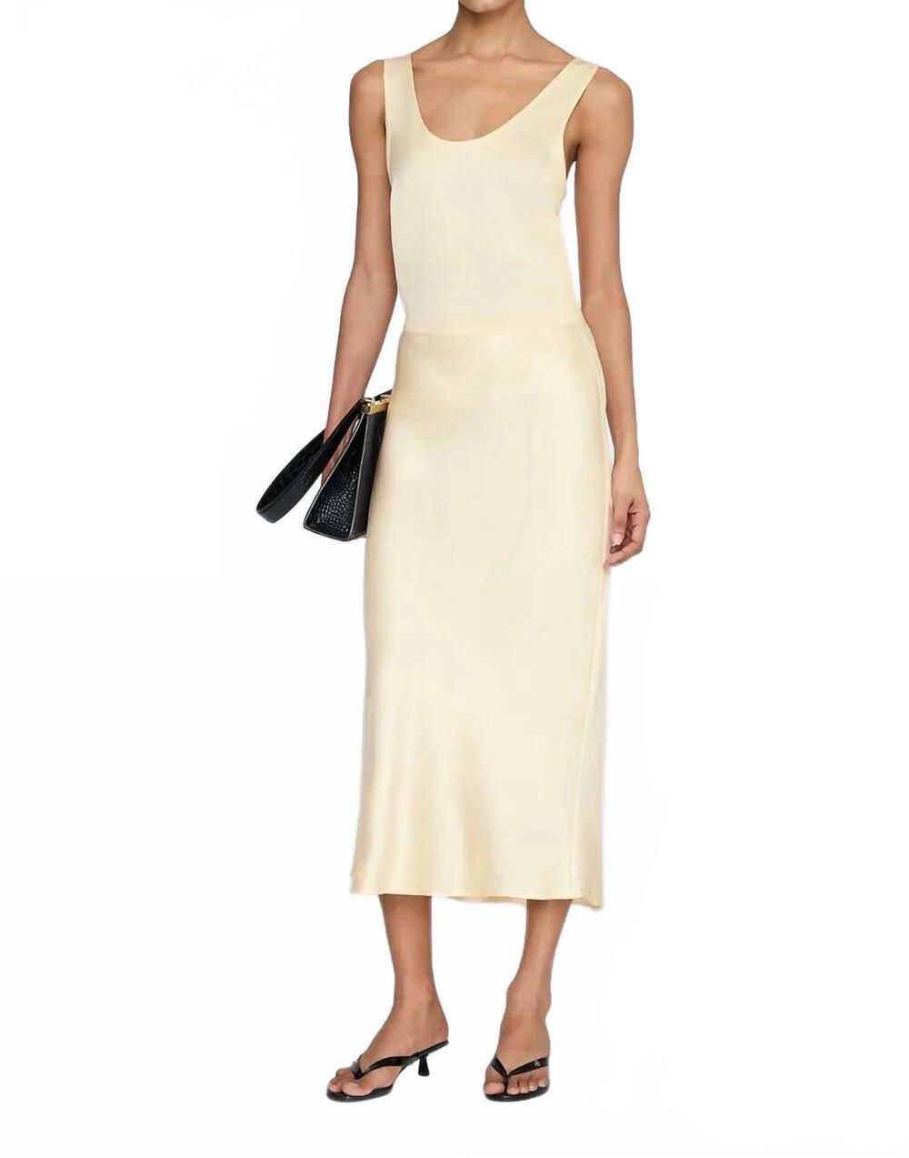 NEW ANINE BING bar silk skirt in butter yellow